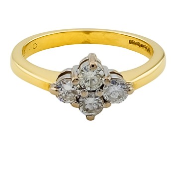 18ct Gold Diamond 0.50cts 4 Stone Ring size K